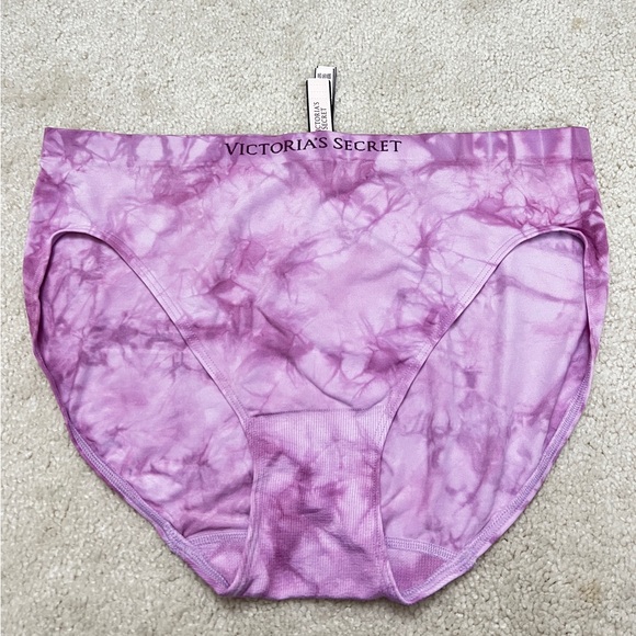 NWT Victoria's Secret Sexy Purple logo Seamless No Show High Leg Brief Panty XL - Picture 2 of 3